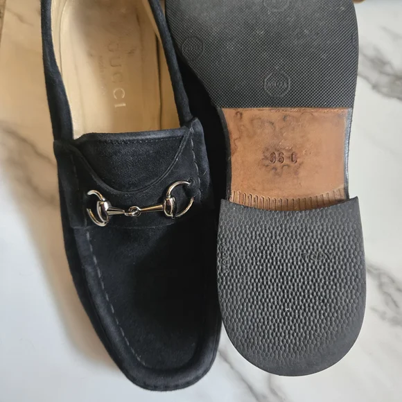 Gucci Black Suede Horsebit Loafers - Picture 7 of 9